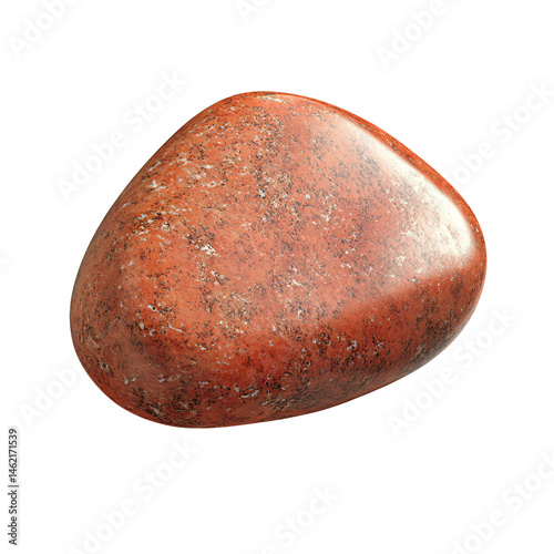 Polished Red Jasper Stone on a Transparent Background, a closeup of a tumbled gemstone with natural patterns and earthy tones, ideal for geology and mineralogy concepts photo