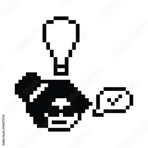Wallpaper Mural Cartoon cute character woman lady face with light bulb idea creative think decoration pixel 8 bit female girl idea imagination cartoon pixel game png vector. Torontodigital.ca