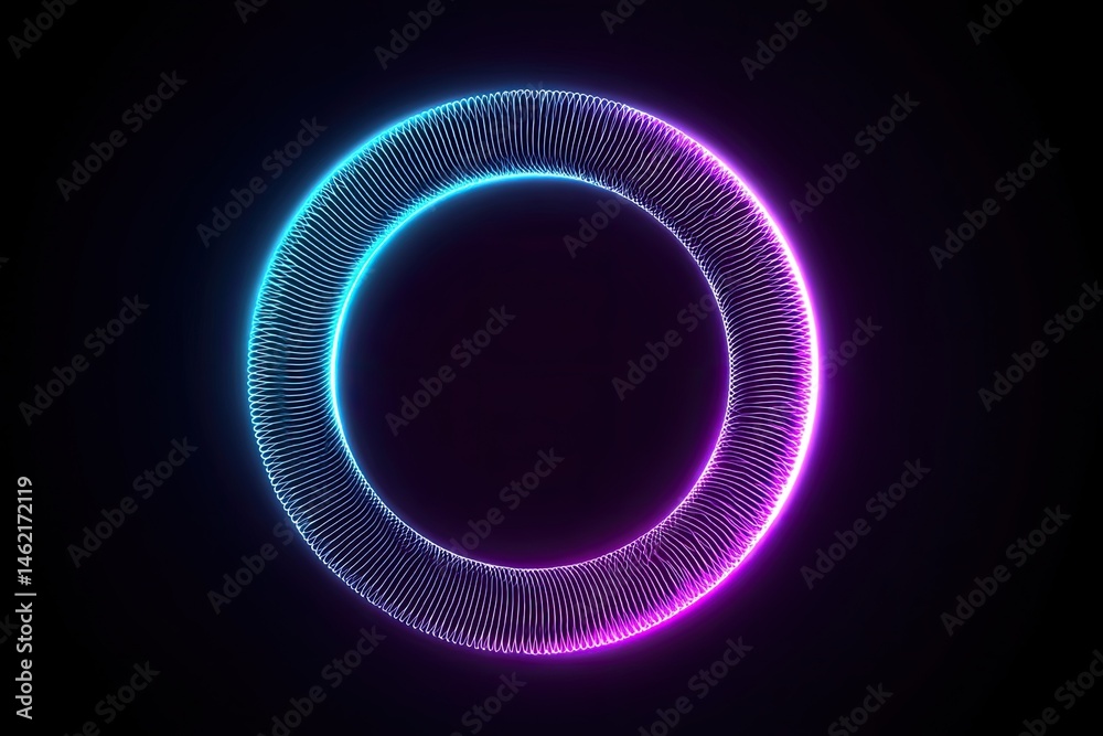 Circular neon outline, vibrant gradient, glowing wireframe ring on dark background Circular neon outline, vibrant gradient, glowing wireframe ring on dark background