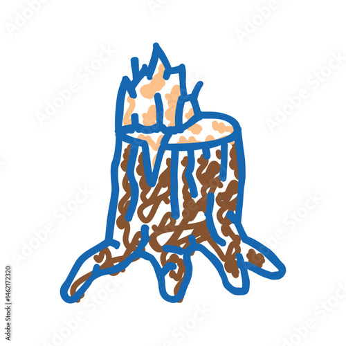 splintered wood fracture icon doodle illustration