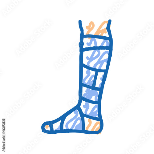bandaged limb fracture icon doodle illustration