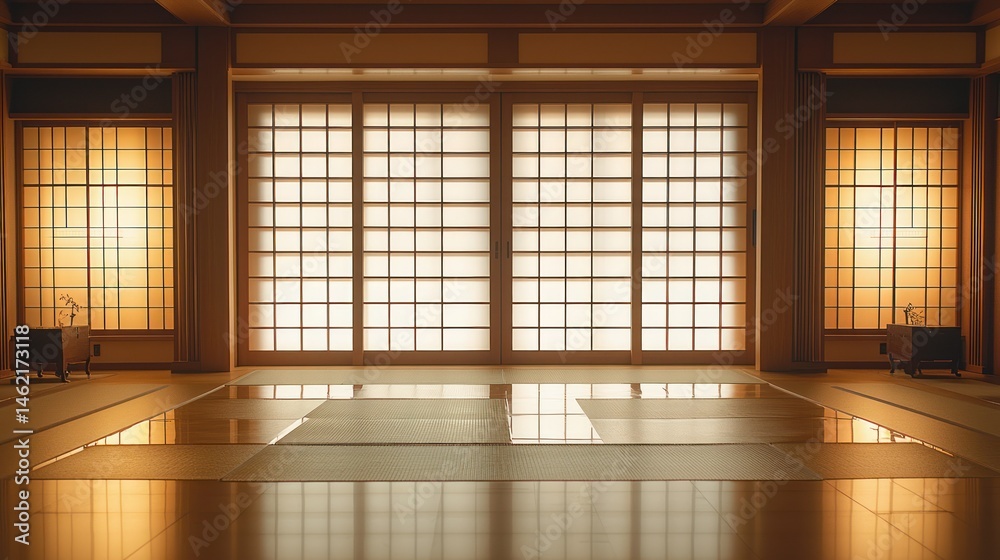 Obraz premium Tranquil Japanese interior with Shoji screens
