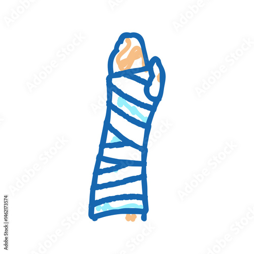 arm cast fracture injury icon doodle illustration