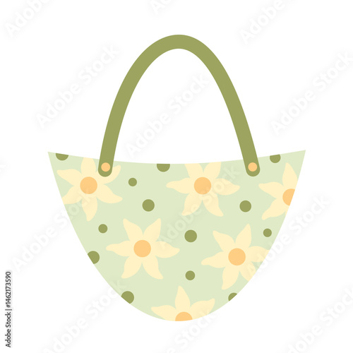 Groovy summer beach bag, cute cartoon seasonal object. Summer hand drawn vector illustration in flat style