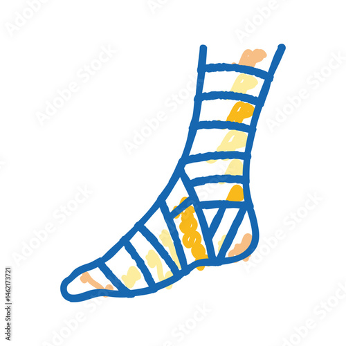 bandaged foot fracture injury icon doodle illustration