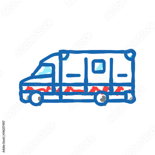 ambulance fracture injury icon doodle illustration
