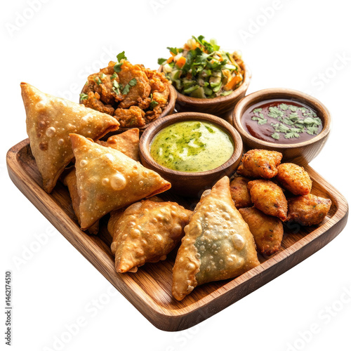 Delicious Samosa Platter with Dips and Snacks