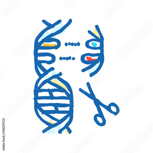 gene editing scissors genetic icon doodle illustration