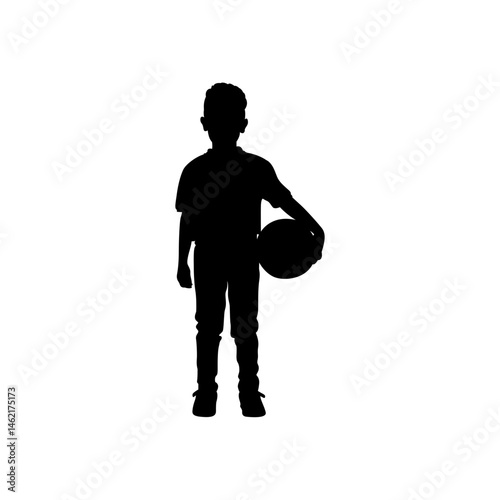 A small child soccer player stands in various poses.