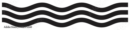 Black Wavy Horizontal Lines Abstract Background.