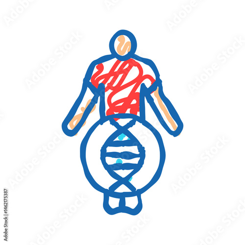 fish with dna genetic engineering icon doodle illustration