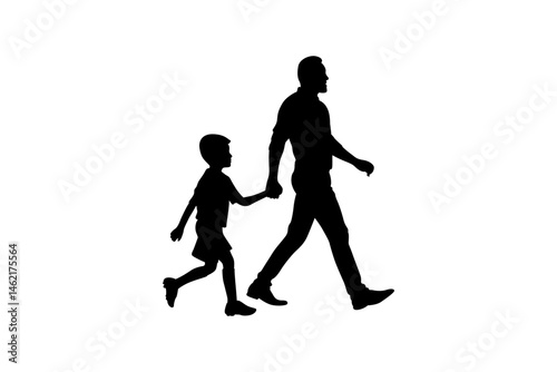 A child's parents are holding their child's hand and leading them to the soccer field vector.