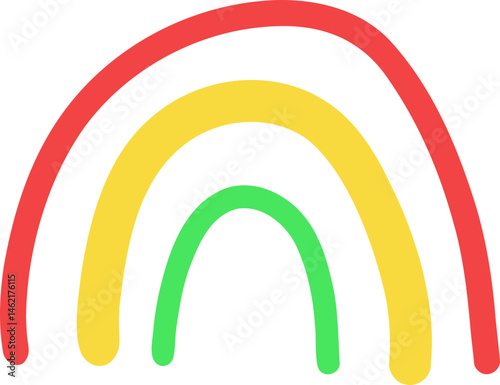 hand drawn of a tricolor rainbow like vector illustration