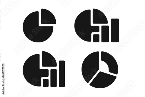 Vector illustration of multiple chart types showcasing data visualization techniques for analysis and presentation