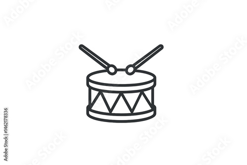Simple vector illustration of a drum with sticks representing music and rhythm