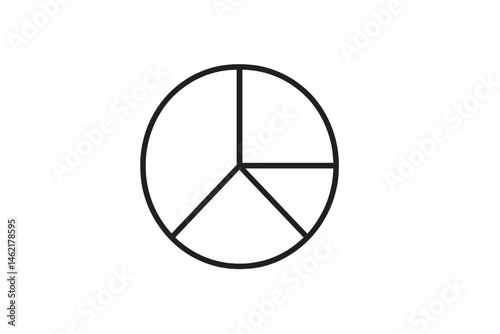 Vector illustration of a pie chart icon used for data representation in business and education contexts