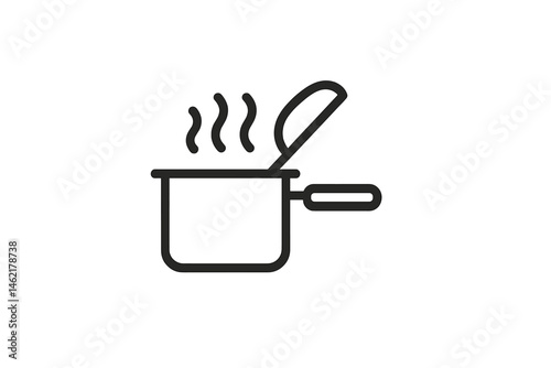 Vector illustration of a cooking pot with steam, representing culinary art and home cooking activities for everyone