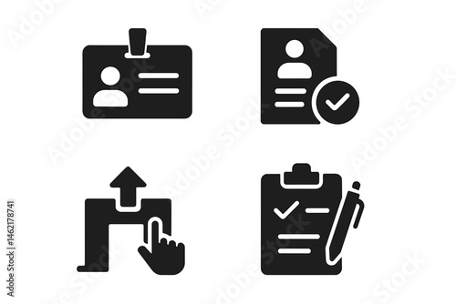Vector illustration of identification elements showcasing profiles, checklist, and upload options in a modern style
