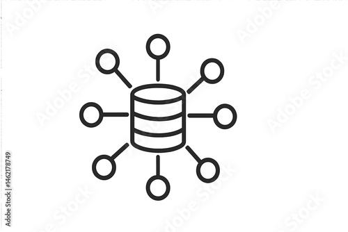 Vector illustration icon of a centralized database connecting multiple data points for information management and analysis purposes