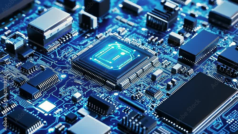 Intricate Close-Up: Exploring the Architecture of a Computer Motherboard System Intricate Close-Up: Exploring the Architecture of a Computer Motherboard System