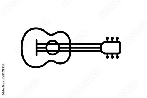 Vector illustration of a guitar showcasing its outline and details for music and art projects