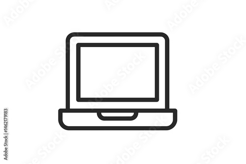 Simple vector illustration of a laptop icon, representing online activities and digital communication