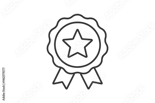 Vector illustration of a ribbon badge with a star design commonly used for awards and recognition purposes in various contexts