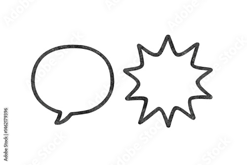 Vector illustration icons of a speech bubble and a burst symbol for communication and expression graphics