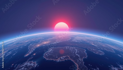 Majestic Sunrise Over Earth from Space with Colorful Atmosphere