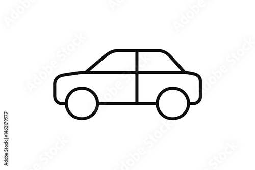 Vector illustration of a simple car icon showcasing a minimalist design style