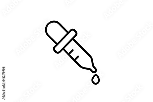 Vector illustration of a dropper with a droplet, commonly used in laboratories and medicine for precise liquid measurements