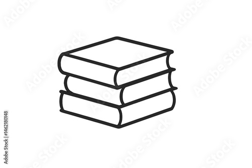 Stack of three books forming a simple vector illustration icon for educational themes