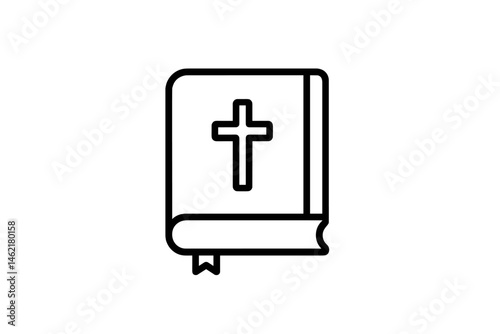 Vector illustration of a closed book featuring a cross design symbolizing faith and spirituality