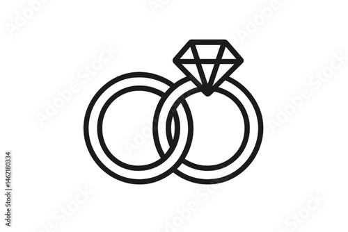 Icon representing wedding rings and engagement ring symbolizing commitment and celebration of love