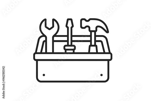 Essential tools in a vector illustration toolbox for home repair activities and DIY projects