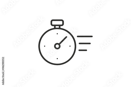 Clock icon illustrating time measurement and speed in a vector illustration style