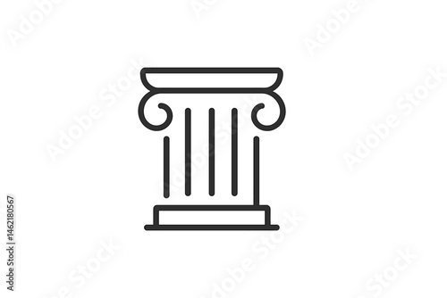 Vector illustration of a classic column with detailed scrolls representing ancient architecture and design principles in a minimalist style