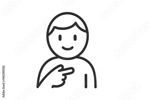 Vector illustration icon of a cheerful person pointing with a smile indicating a positive action or suggestion