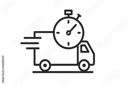 Fast delivery service icon featuring a delivery truck and a stopwatch representing quick shipping times