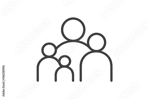 Family vector illustration icon showcasing four members in a simple design representing togetherness and connection