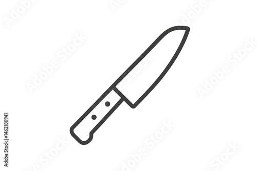 Kitchen knife vector illustration icon depicting sharp blade and handle design for culinary and cooking themes