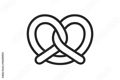 Heart-shaped pretzel vector illustration symbolizing love for snacks and food culture
