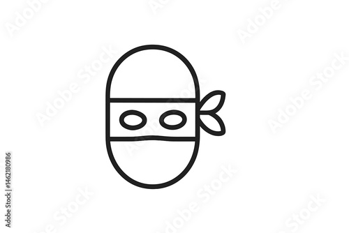 Vector illustration of a simple ninja face with mask and headband, depicting stealth and agility in a bold, minimalist design