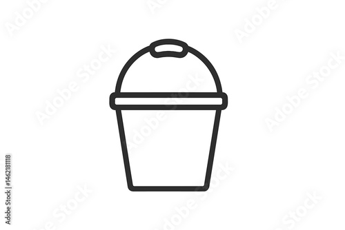 Colorful vector illustration of a simple bucket with a lid for cleaning or storage purposes