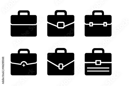 Vector icons of briefcases in various styles, perfect for business use and creative projects