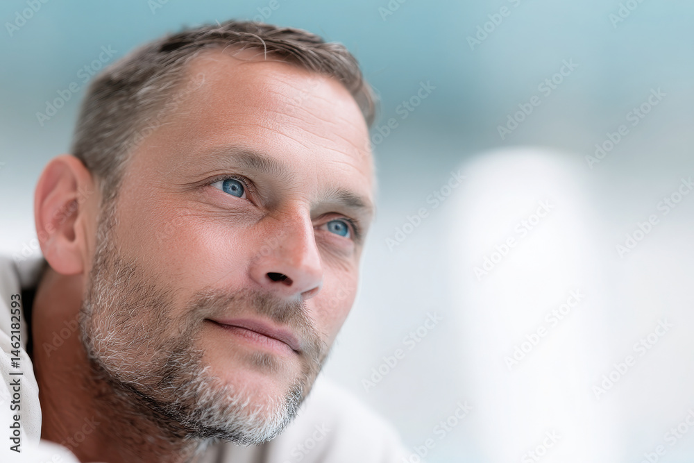 Fototapeta premium portrait of swimming coach positioned on left side of frame inspired emotion