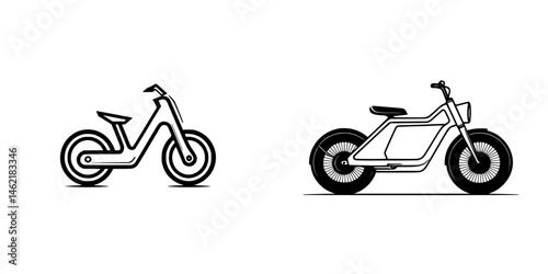 Modern vector illustration of two distinct electric scooters showcasing innovative design and functionality for urban commuting
