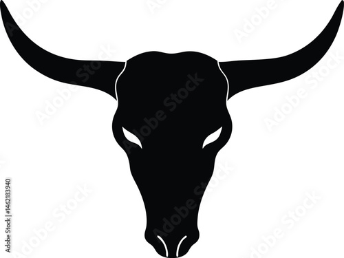Cow skull silhouette vector, skull black silhouette