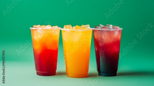 Wallpaper Mural a different types of iced juices in plastic cups Torontodigital.ca