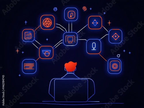 Person interacting with a digital network